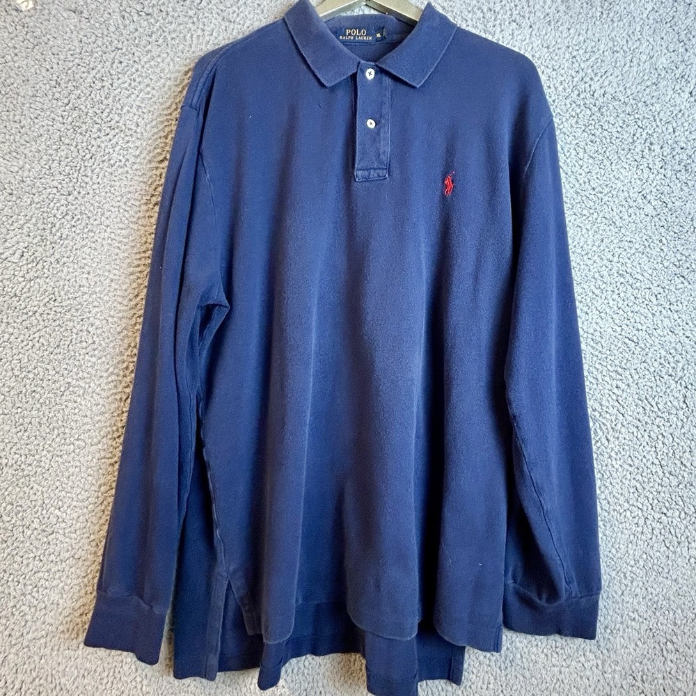 Polo Ralph Lauren Mens Long Sleeve Polo Blue Classic Preppy Size XL Cotton